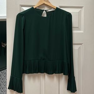 Zara polyester blouse with pleated cuffs and bottom